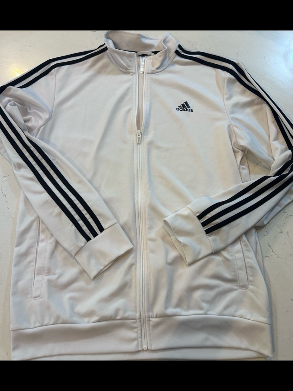 adidas White Track Jacket with Black 3-Stripes